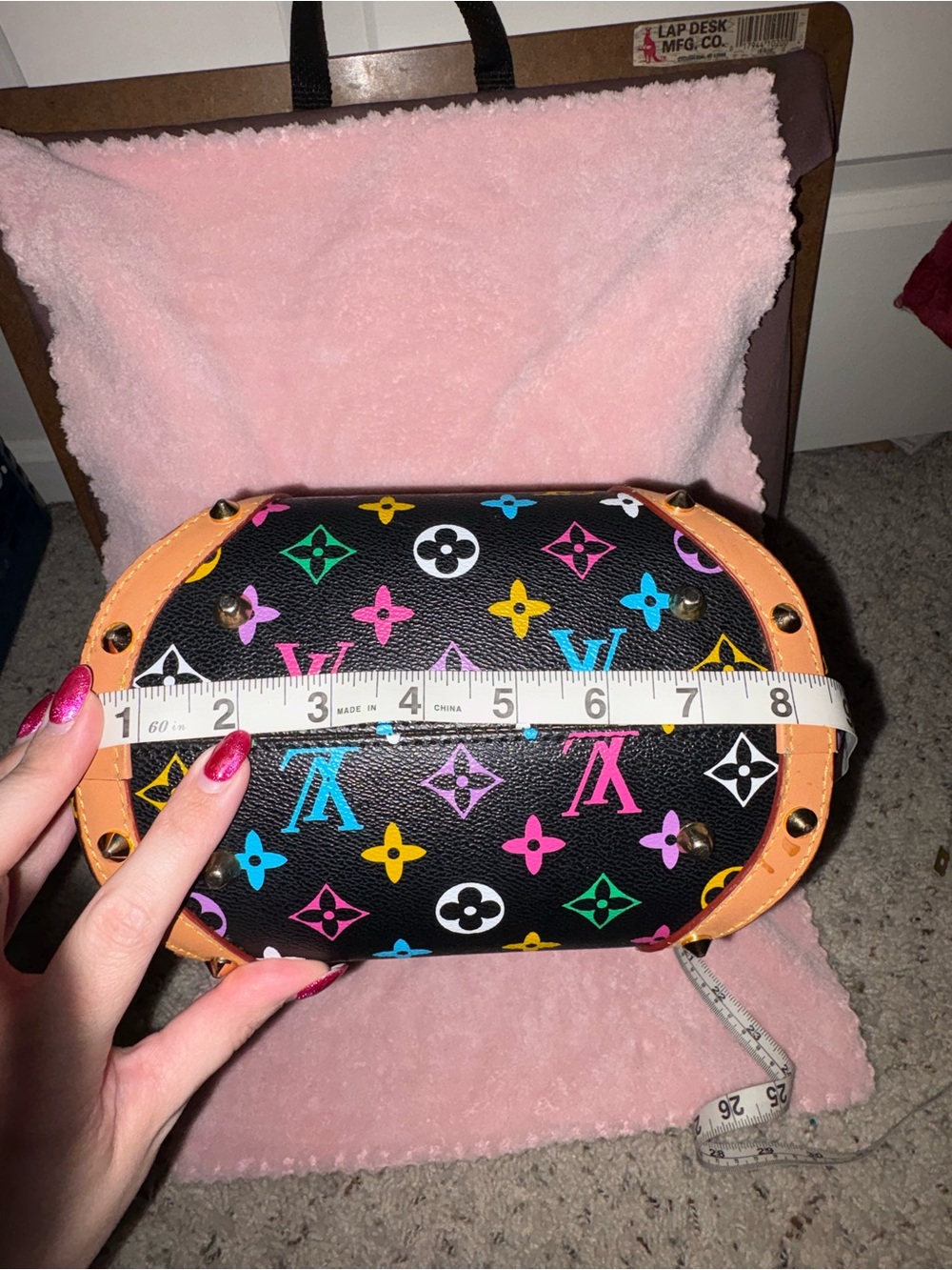 Multicolor Monogram Leather Satchel - Designer Style - Picture 9 of 10